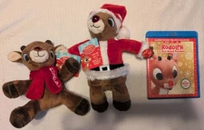 Rudolph The Red Nose Raindeer Dan Dee Collectors Choice Lot 2 Plush Blu Ray/DVD 