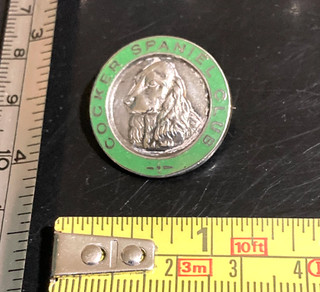 RARE PIN BADGE COCKER SPANIEL CLUB HALLMARKED STERLING SILVER ENAMEL D & S MAKER