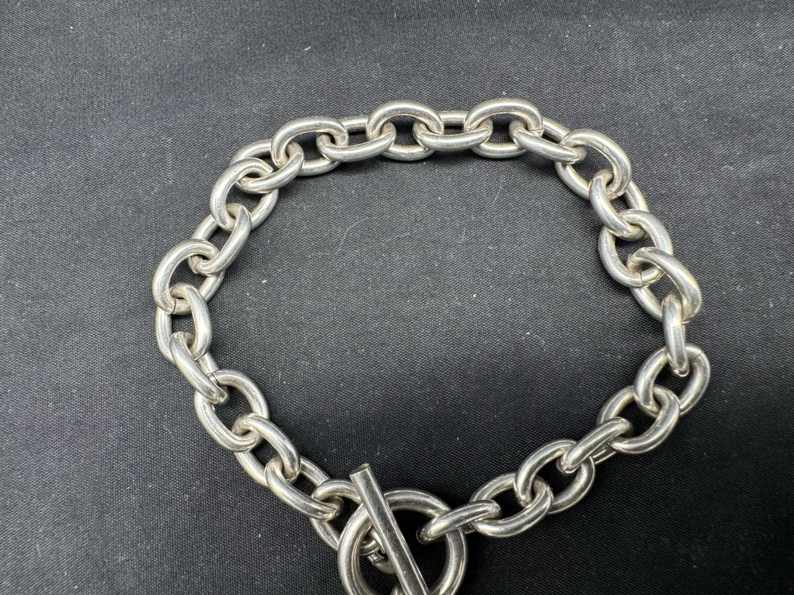 Sterling Silver Charm Link Bracelet with Heart Ch… - image 2