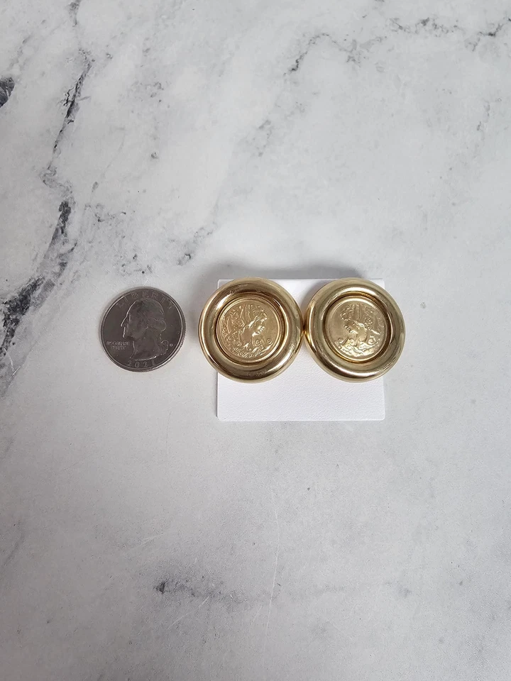 Greek Goddess Aphrodite with Dove Design Omega Clip-On Earrings - Image 2 of 3