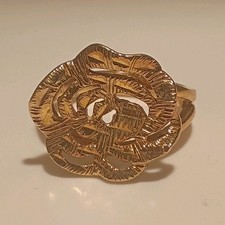 Vermeil Gold over 925 Sterling Silver Flower Statement Ring Size 8.75 Thailand