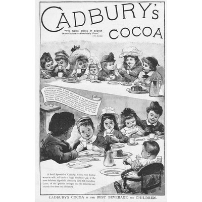 Cadbury's Cocoa Kinder Tea Party viktorianische Werbung 1895