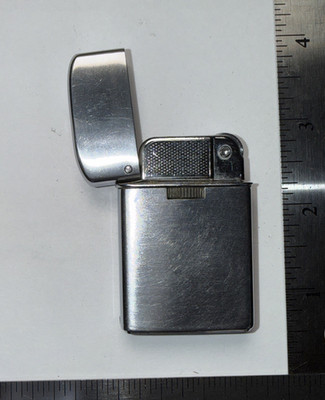 Vintage SAROME Japan Butane Lighter Satin Chrome Flint Ignition - Refillable