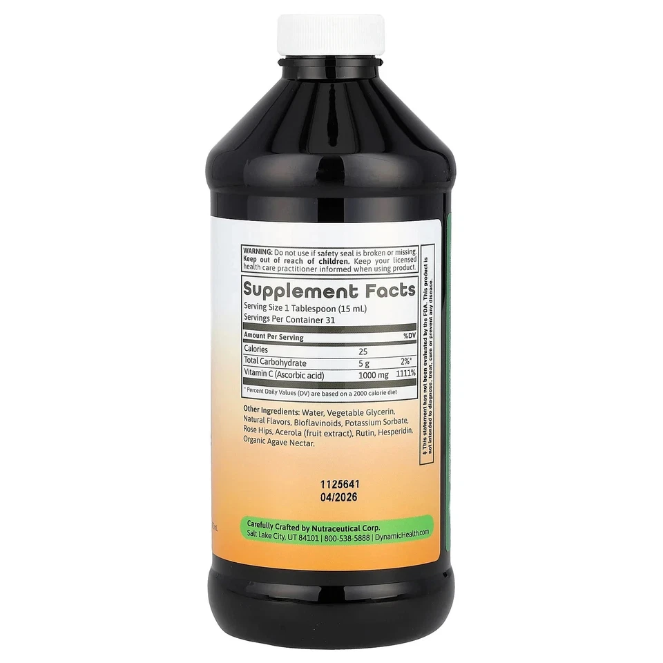 Vitamina C líquida Dynamic Health (1000 mg) 16 fl. oz cada uno (paquete de 4) Foto 3 de 3