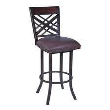 Maklaine 30" Barstool in Auburn Bay finish with Brown Pu upholstery