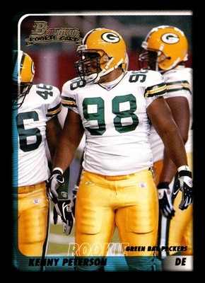 2003 Bowman Rookie Kenny Peterson #197 Green Bay Packers DE action photo card RC