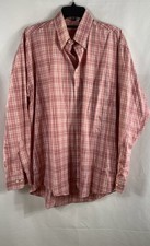 Vintage Burberry Men's Pink Plaid Button Down Shirt Made in USA Sz L
