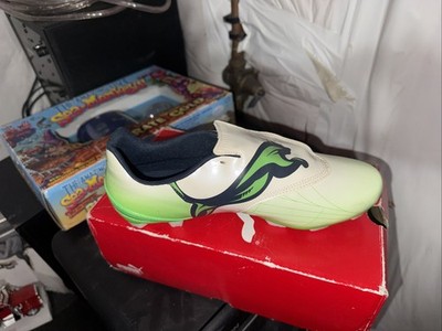 Puma V4.11 I FG Women's Soccer Cleats Vapor Grey Fluo Green Midnight Navy US 6.5