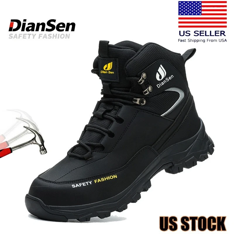 Men Safety Shoes Steel Toe Work Boots Waterproof Anti-Puncture Boots Size 8-12