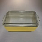 VTG 1950s Pyrex Refrigerator Dish 1.5 Quarts Yellow 0503 And Ribbed Lid 503-C