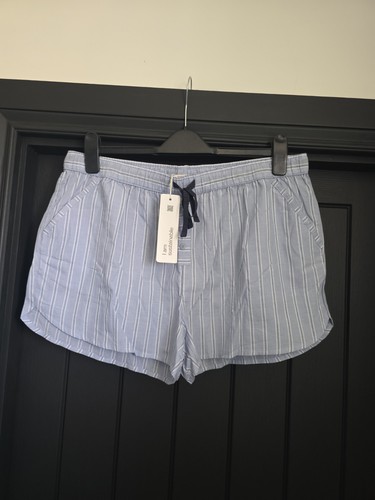 Esprit Blue Stripe 100% Cotton Lounge PJ Bottom Nightwear Shorts UK Size 18