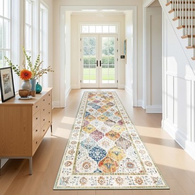 Teppich Läufer 80x300 cm rutschfest bunt waschbar Teppich Flur Wohnzimmer Küche