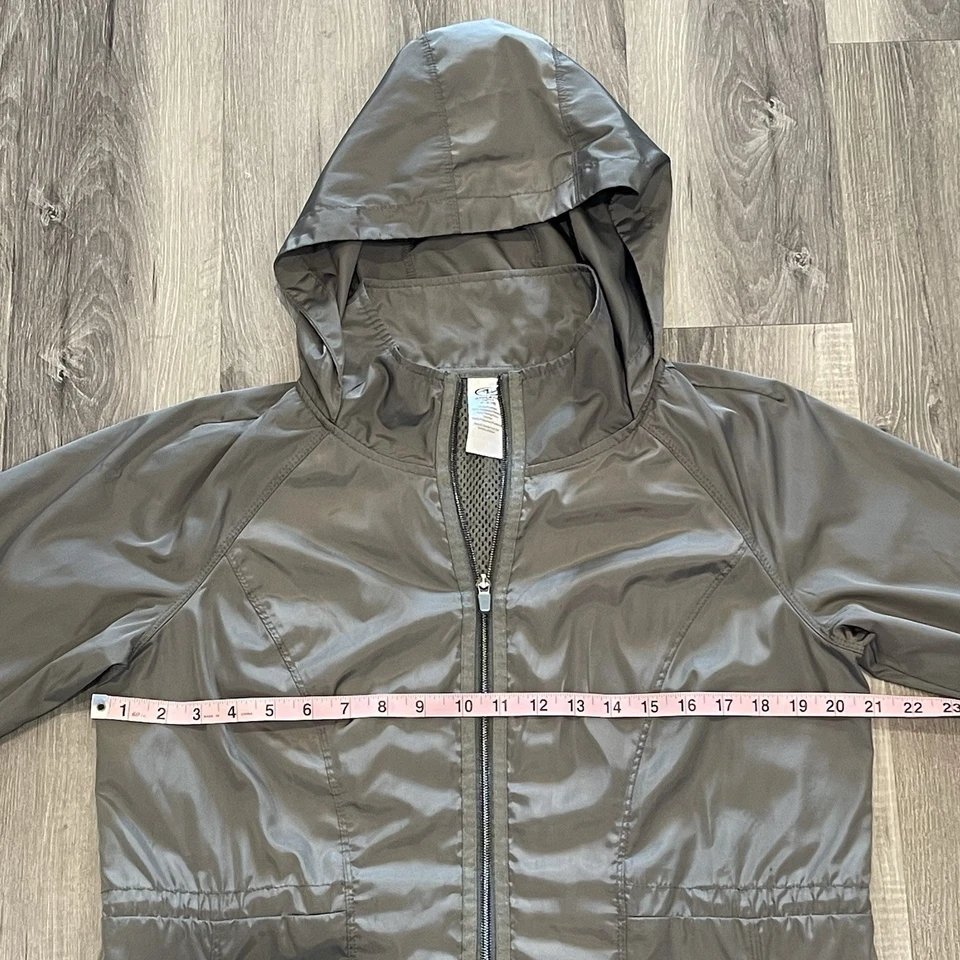 Athletic Works Rain Jacket/Wind Breaker Long Hooded Women’s Olive Green Size M - Image 3 of 4