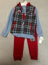 Marvel Spiderman Boys 3 PC Fleece Vest Sweatpants Longsleeve Set Size 6