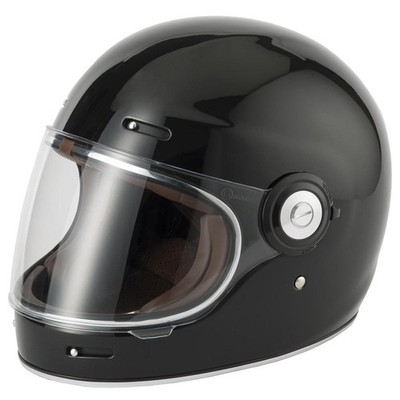 VCAN V135 Retro Fiberglas Motorrad Sturzhelm Classic Vintage glänzend schwarz