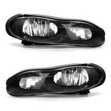 For 1998 1999 2000 2001 2002 Chevy Camaro Headlight Assembly Clear Lens Black