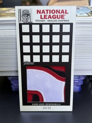 2016 TOPPS HERITAGE PUNCH OUT BOX LOADER PATCH AROLDIS CHAPMAN /25 REDS