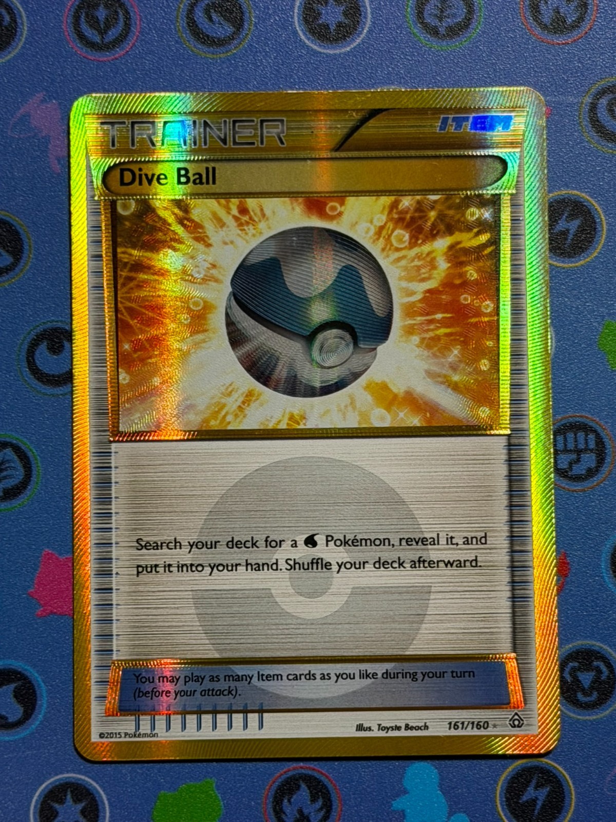 Pokemon Card Dive Ball 161/160 XY Primal Clash Secret Rare Gold Near Mint