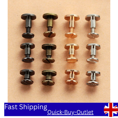 FTVOGUE 10-Pack Solid Brass Button Stud Screws – 8mm Flat Head, Screwback Rivets For Leathercraft, Belts, Bags & More