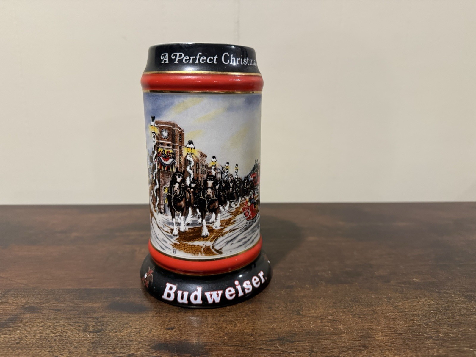 Lot of 3 Vintage Budweiser Holiday Christmas Beer Steins 1990-192 Clydesdales