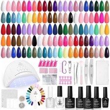 Beetles 68Pcs Gel Nail Kit with UV Light, 35 Colors, Base Matte Glossy Top Coat