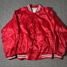 Vintage Hartwell Jacket Mens XL Red Satin Snap Bomber Made USA Varsity 90s Lined