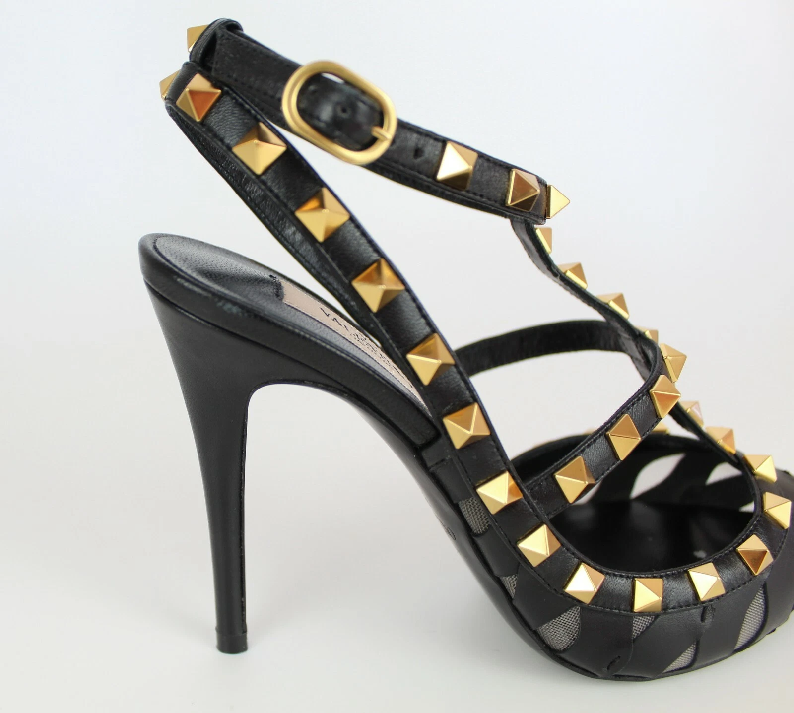 NUOVE DÉCOLLETÉ A STILETTO VALENTINO GARAVANI Rockstud in pelle con ritaglio nere EUR 37