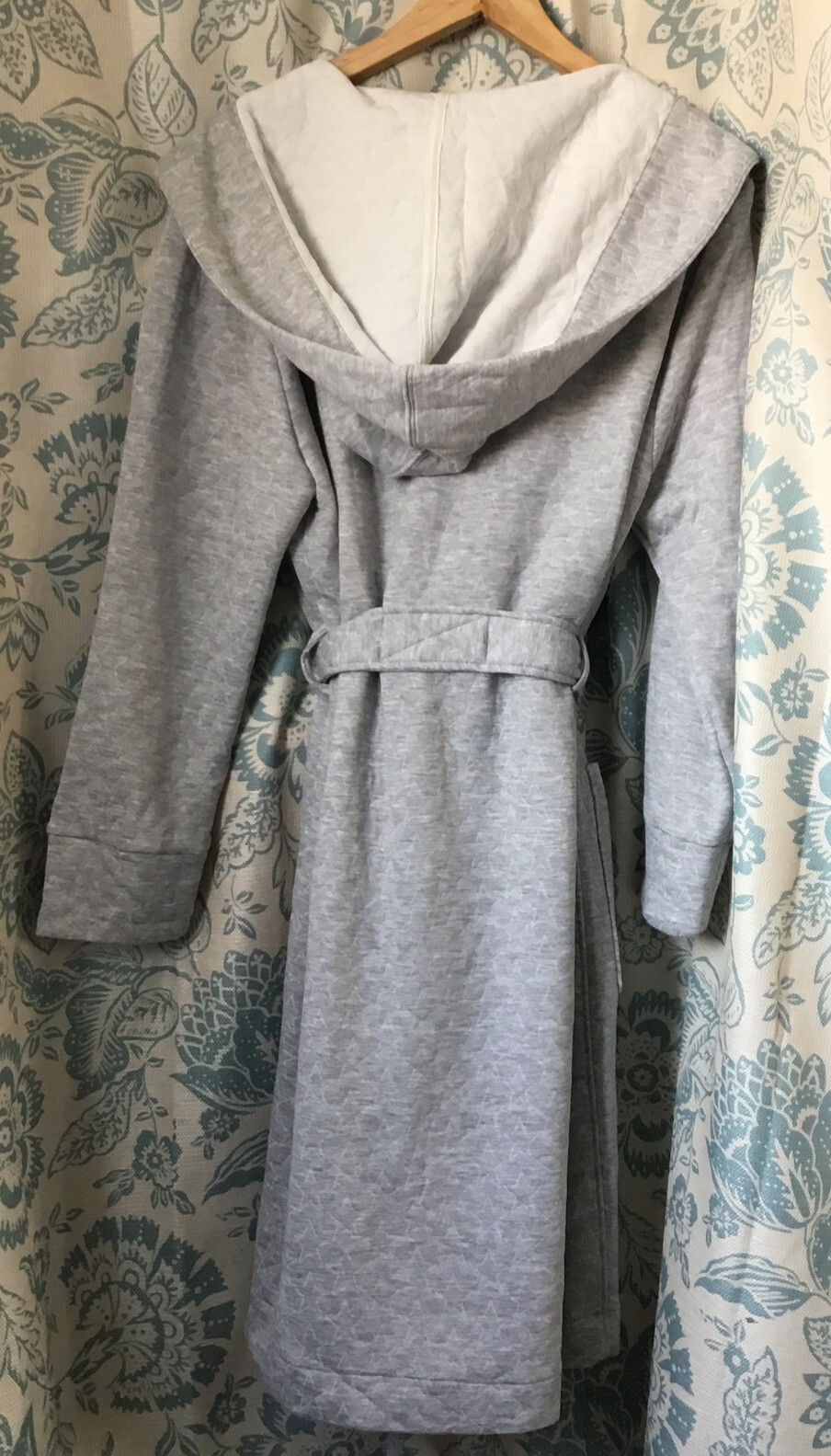 John Lewis Ladies Dressing Gown Star Quilt Jersey Robe Grey Size Large