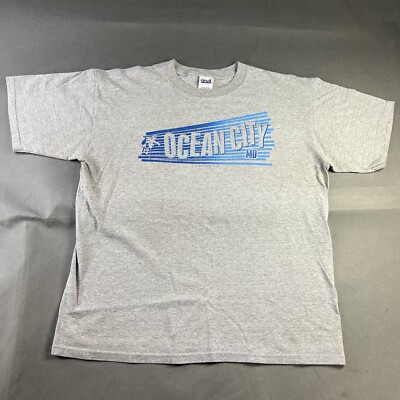 Ocean City MD Shirt Large Gray Mens Short Sleeve Tee Anvil Pre-Shrunk Used #25