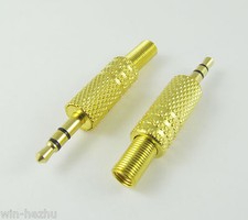 10pcs 3.5mm 1/8" Stereo Male Plug Audio Cable Solder Gold TRS Adapter Connector