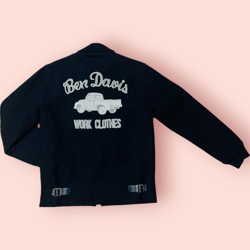 BEN DAVIS Melton Wool Jacket Black M Embroidered Work Clothes Design eBay