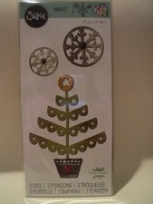 SIZZIX THINLITS DEBI POTTER CHRISTMAS TREE & SNOWFLAKES 3 DIE 660726 BNIP *LOOK*