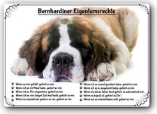Warnschild - 20x30cm -  Lustige Eigentumsrechte - Bernhardiner