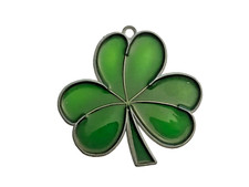 6 Leaf Clover Sun Catcher-Stained Glass Acrylic Metal Vintage