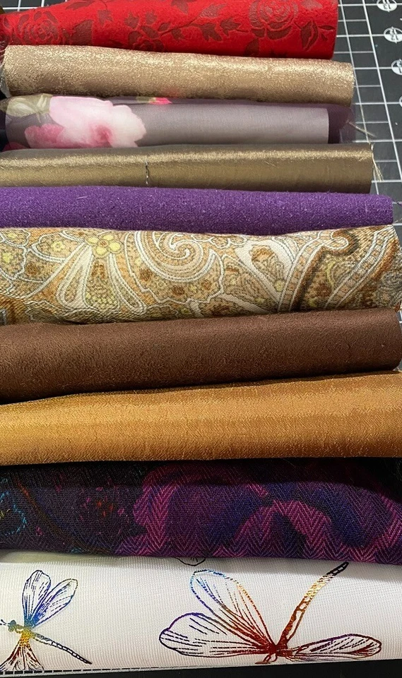 ¡Fabulosas telas de lujo! Terciopelo 50-6 pulgadas cuadradas seda lino gamuza calis satinado Foto 3 de 4