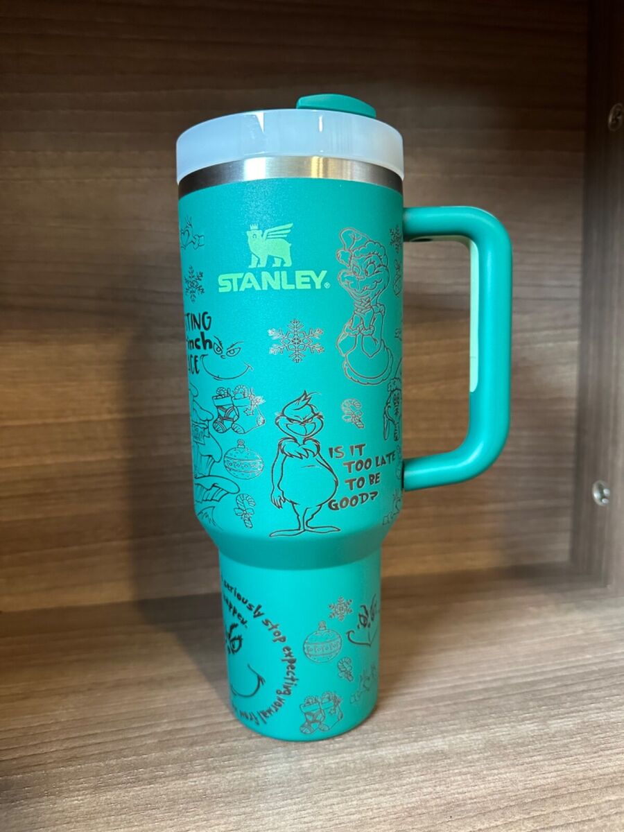 The grinch laser engraved stanley tumbler stainless steel 40oz with handle