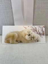 Polar Bear with Two Cubs Winter Holiday Season Wishes Blessing Greeting Card