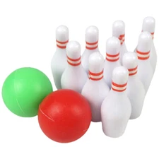 Miniature Bowling Set Plastic Toy Tabletop Game Doll House Decoration