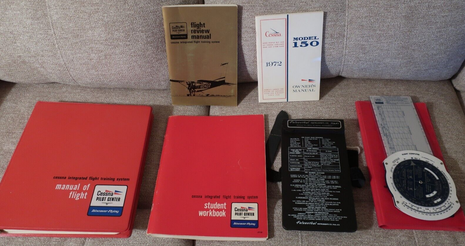 Cessna Flight Training Manual, Wkbk, Review Man, Owner Man, Flt Computer, Clp bd
