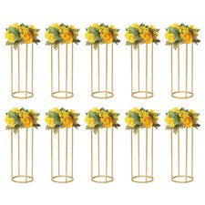 10stk. Flower Floor Stand Gold Flower Rack Flower Column Flower Vase Metal 60 cm