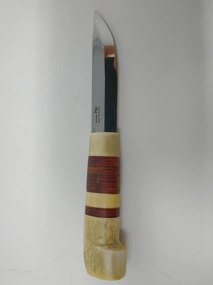 Cuchillo y funda de mango de hueso sami finlandés nórdico Paja Puukko original de colección Foto 4 de 4