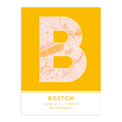 Boston Massachusetts United States City Map Typography Unframed Art Print 12x16