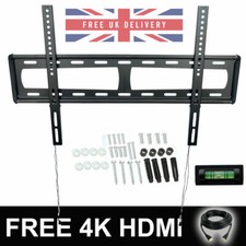 TV Fixed Wall Bracket Ultra Slim Mount Large 32" to 90" 60KG Hardware + 4M HDMI