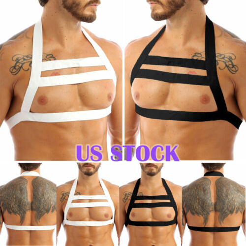 Men Elastic Chest Muscle Harness Strap Body Belt Strap Clubwear Fancy Costume - Afbeelding 1 van 62
