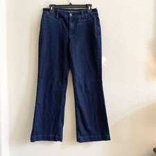 Lands End Size 8 Mid Rise Straight Jeans Womens Blue Stretch Denim