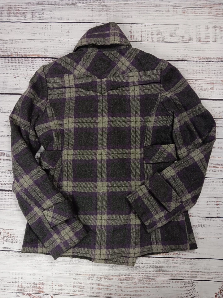 HYDRAULIC 豌豆外套夹克女式小号双排扣紫色灰色羊毛学院风 — 第 2/4 张图片