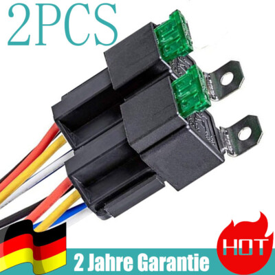 2PCS 12V DC 30A Relais Sicherung EIN/Aus 5-Pin Leistungsrelais mit Sicherung