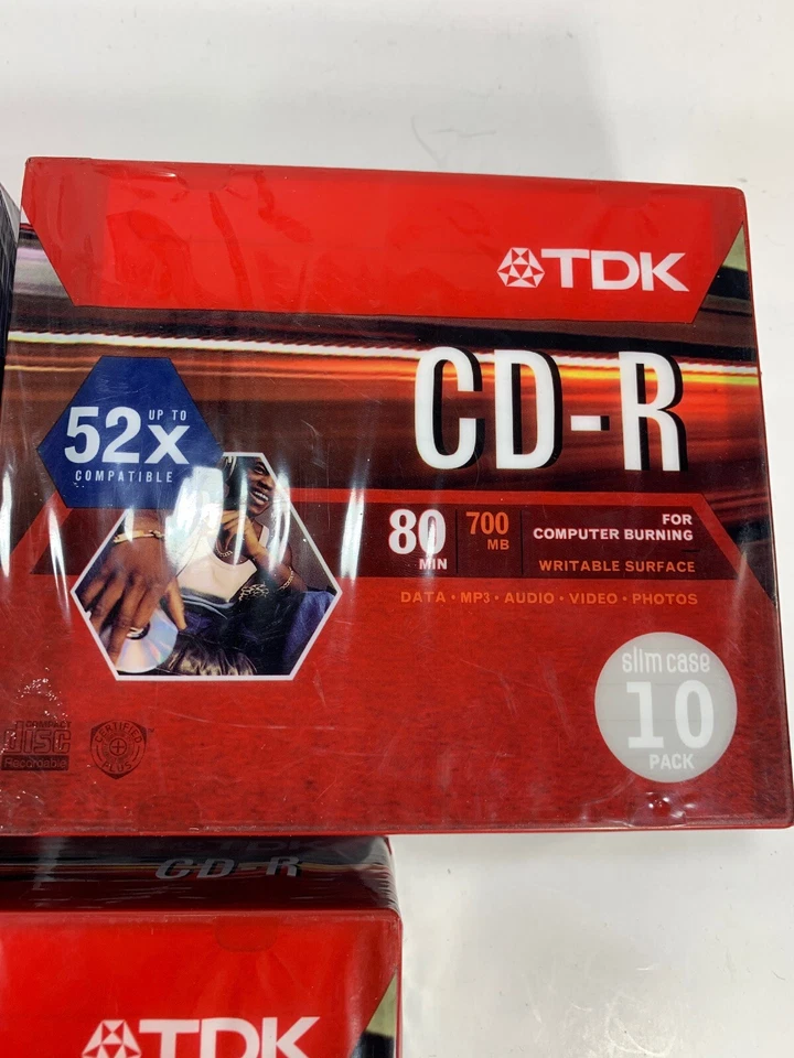 TDK CD-R Data Computer Burning 80Min 700MB 48X Slim Case 30 cds NEW Sealed - Image 4 of 4