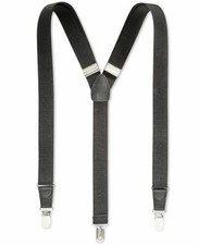  98 New Club Room Men'S Black Solid Elastic Stretch Metal Clip-On End Suspenders