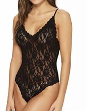 Hanky Panky L6061 Black Thong Back Lace Bodysuit Women's Size Small